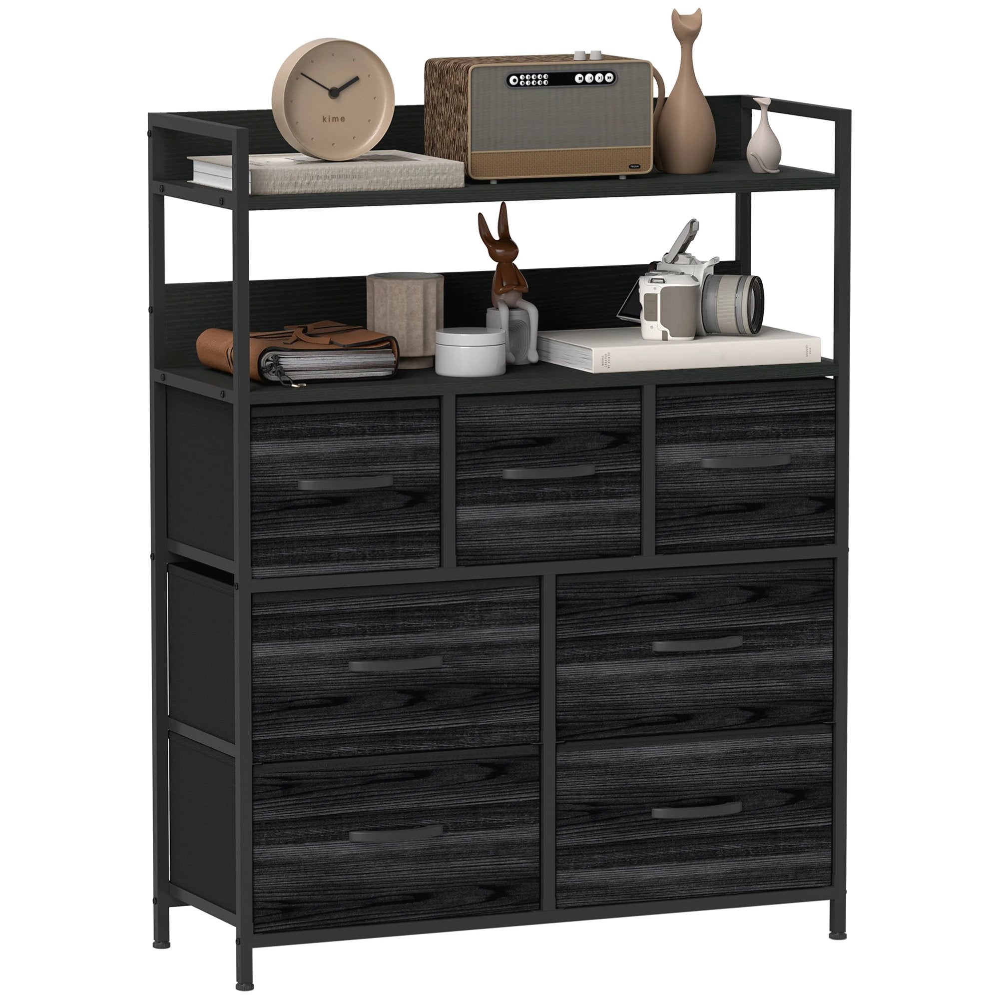 HOMCOM HOMCOM 7 Drawer Dresser Tall With Shelves Bedroom - Chest of Drawers