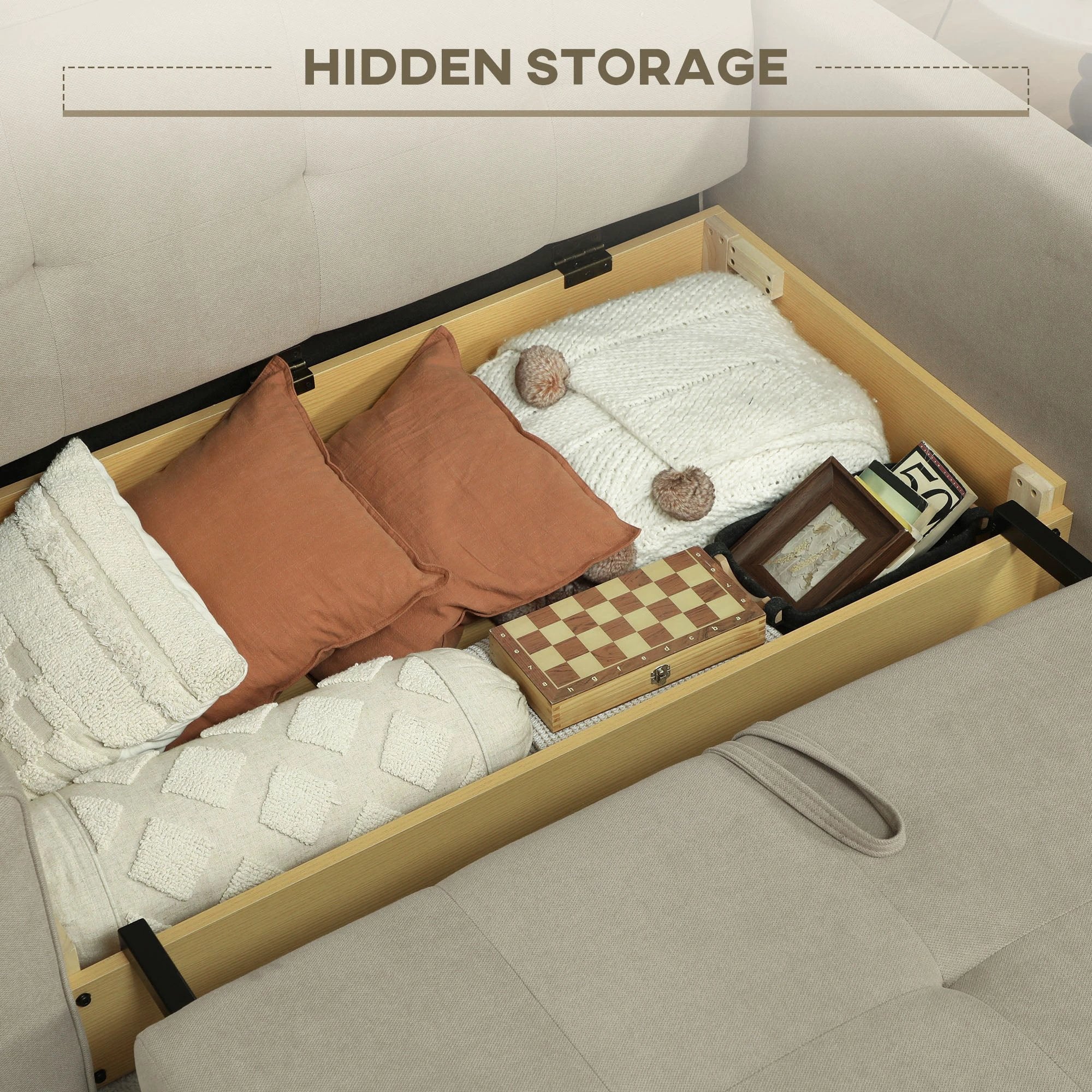 Premium Convertible Loveseat 60in Wide With Storage Office by HOMCOM