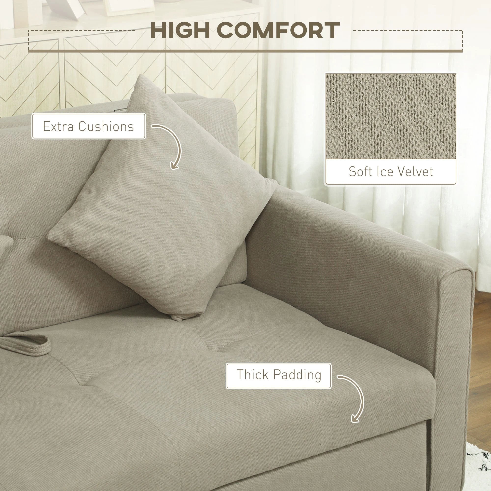Premium Convertible Loveseat 60in Wide With Storage Office by HOMCOM
