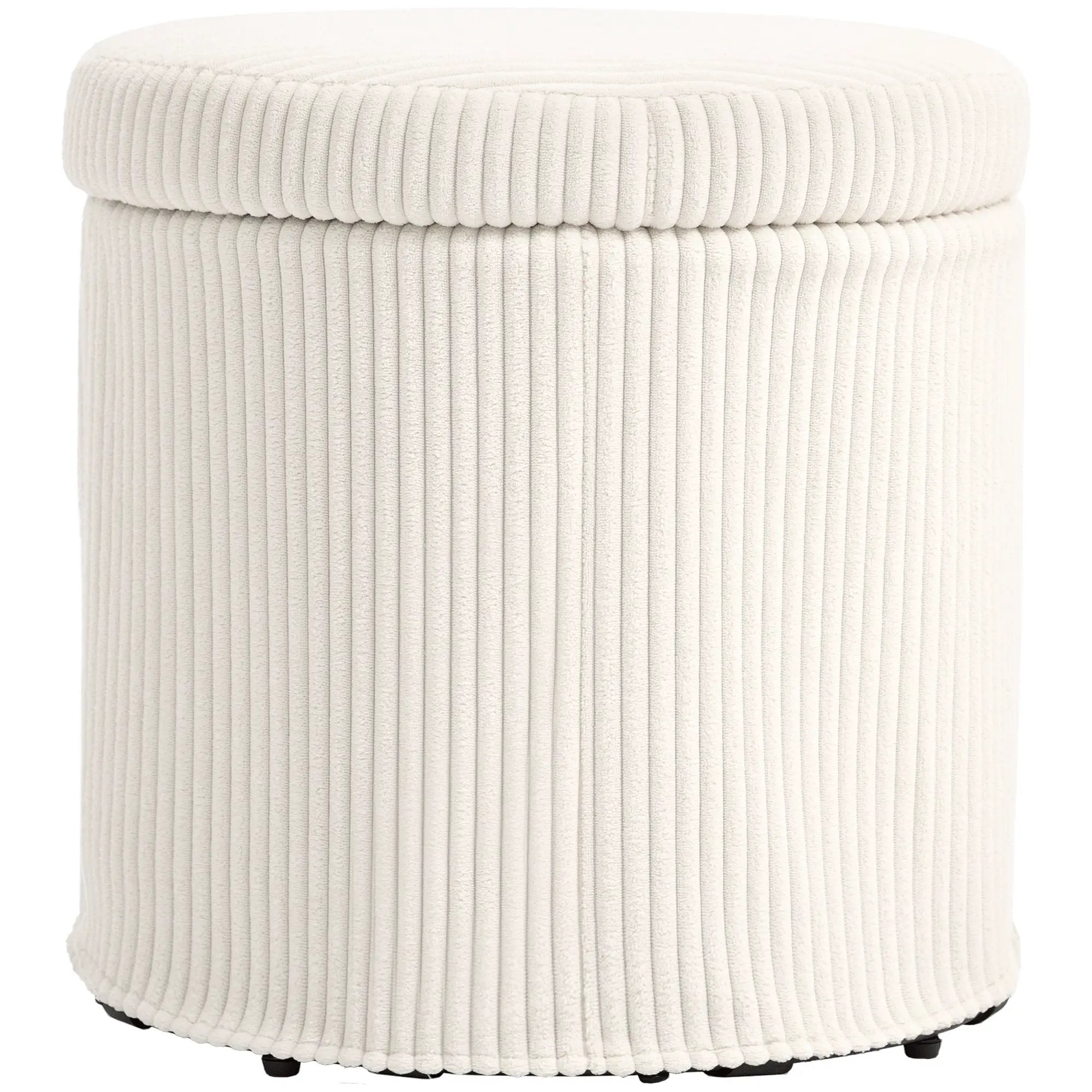HOMCOM HOMCOM Round Storage Ottoman with Lid, Vanity Stool with Storage - Footstool