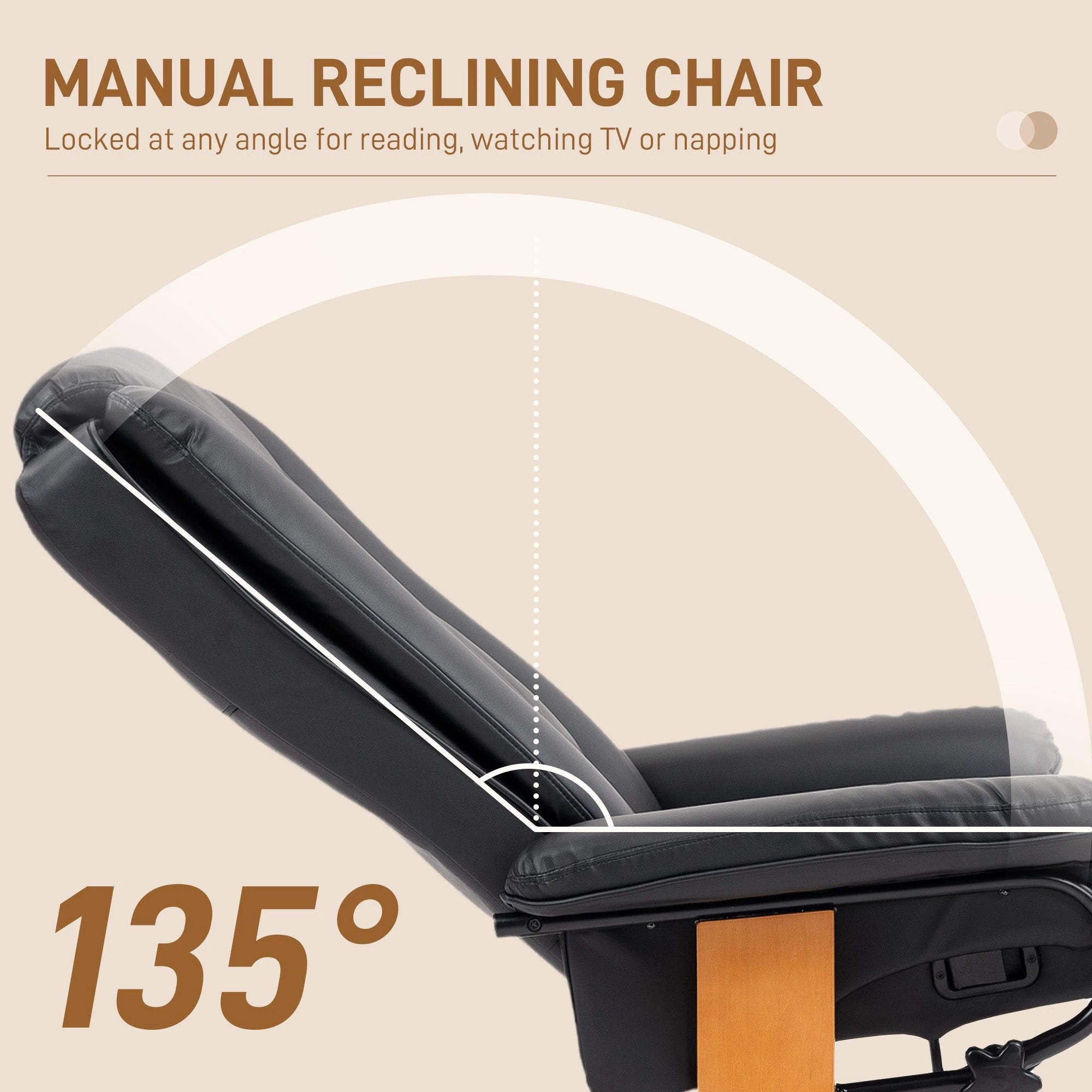 HOMCOM Reclining Armchair 135Degree Footrest LivingRoom by HOMCOM