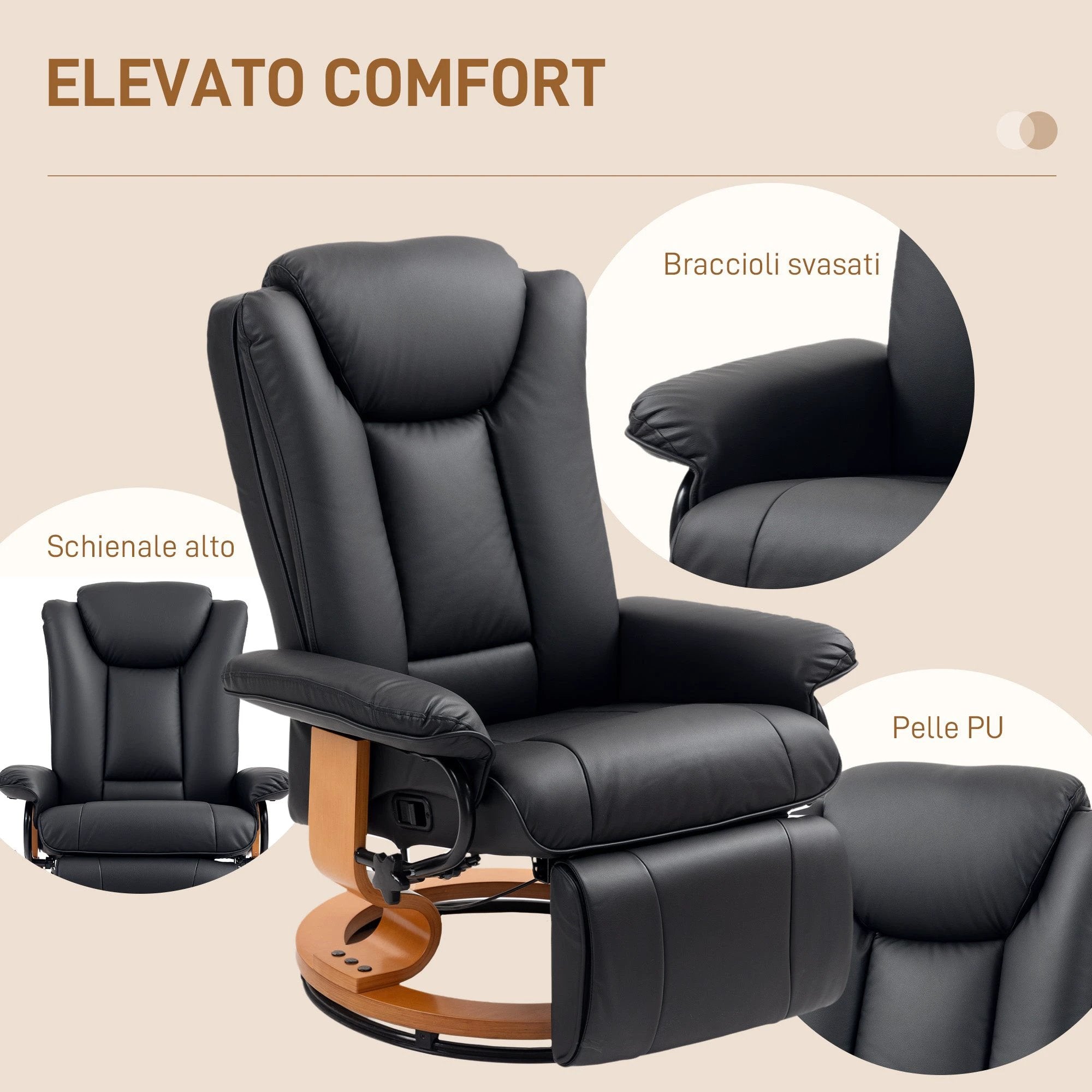 HOMCOM HOMCOM Reclining Armchair 135Degree Footrest LivingRoom - Recliner