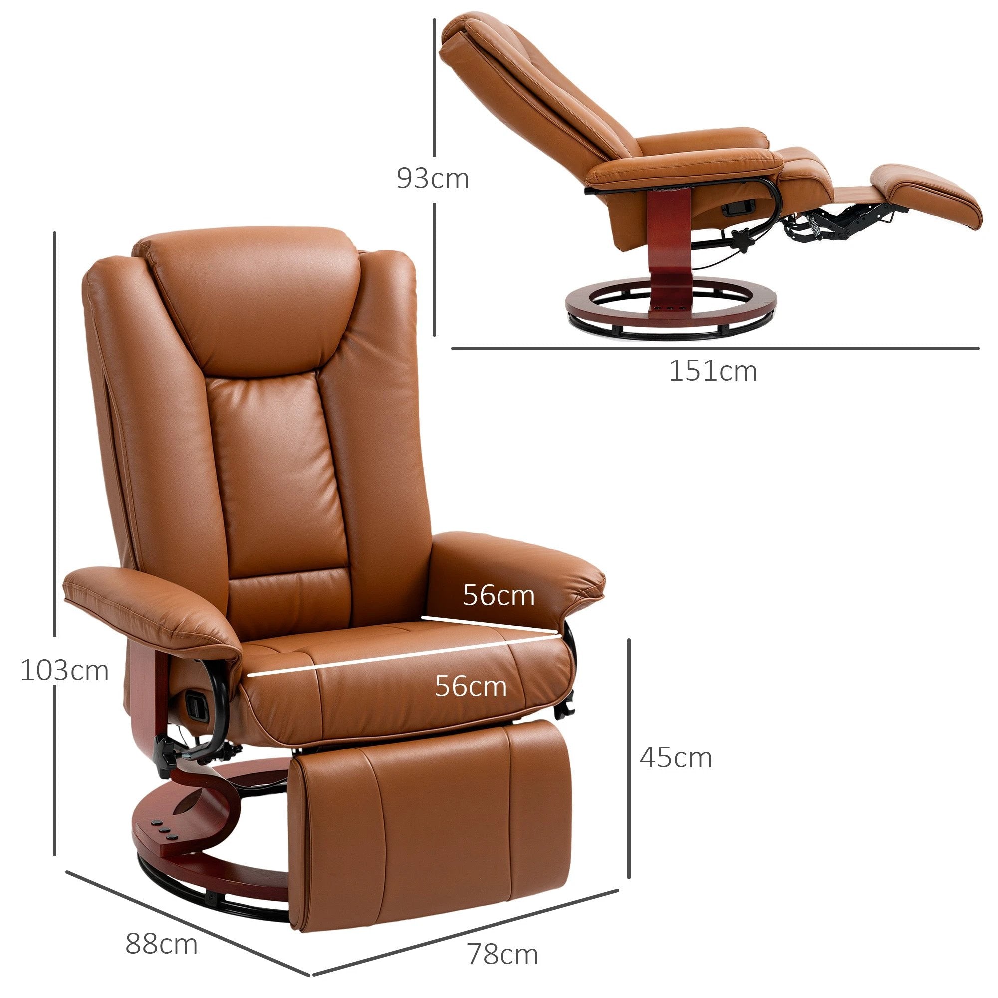 HOMCOM HOMCOM Reclining Armchair 135Degree Footrest LivingRoom - Recliner