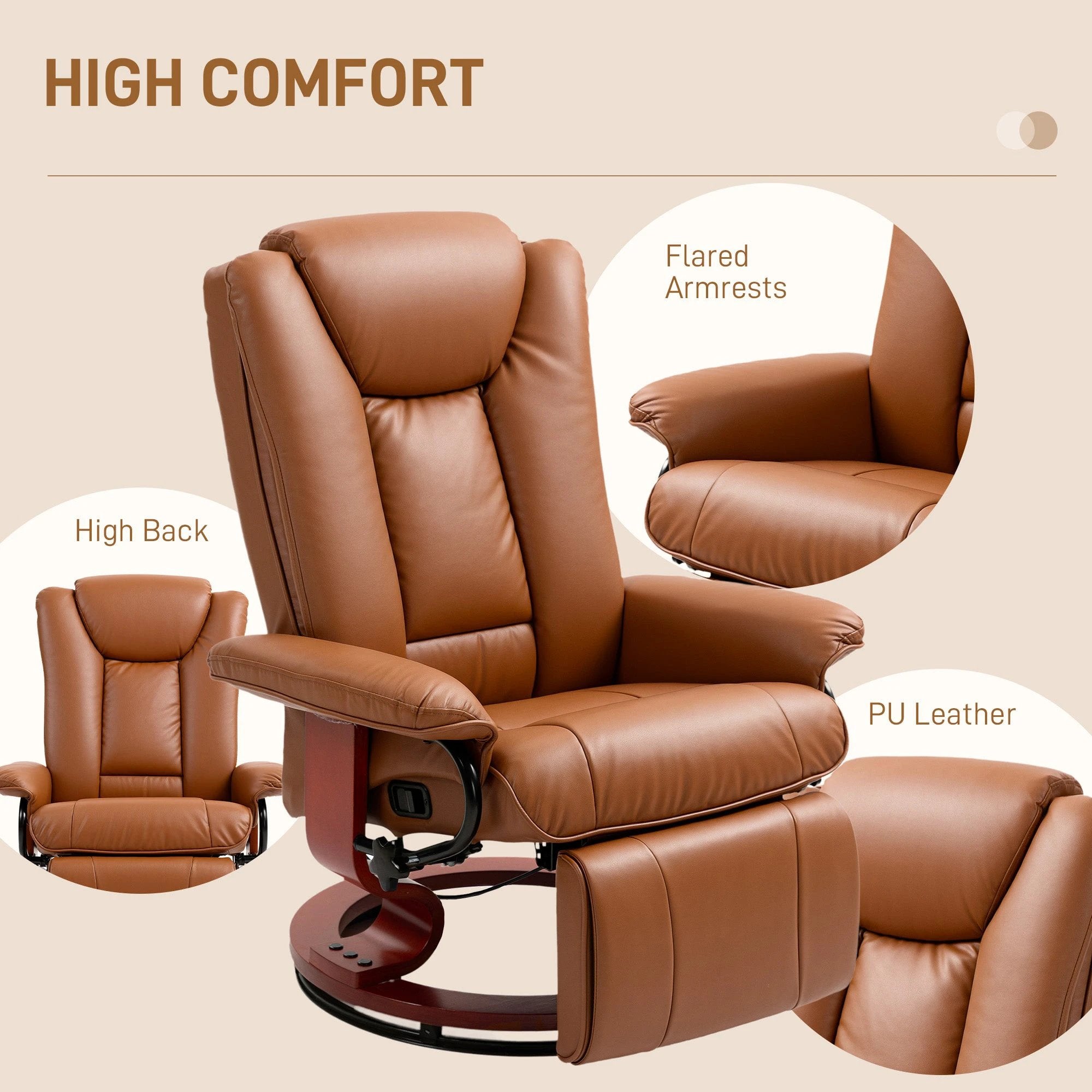 HOMCOM HOMCOM Reclining Armchair 135Degree Footrest LivingRoom - Recliner