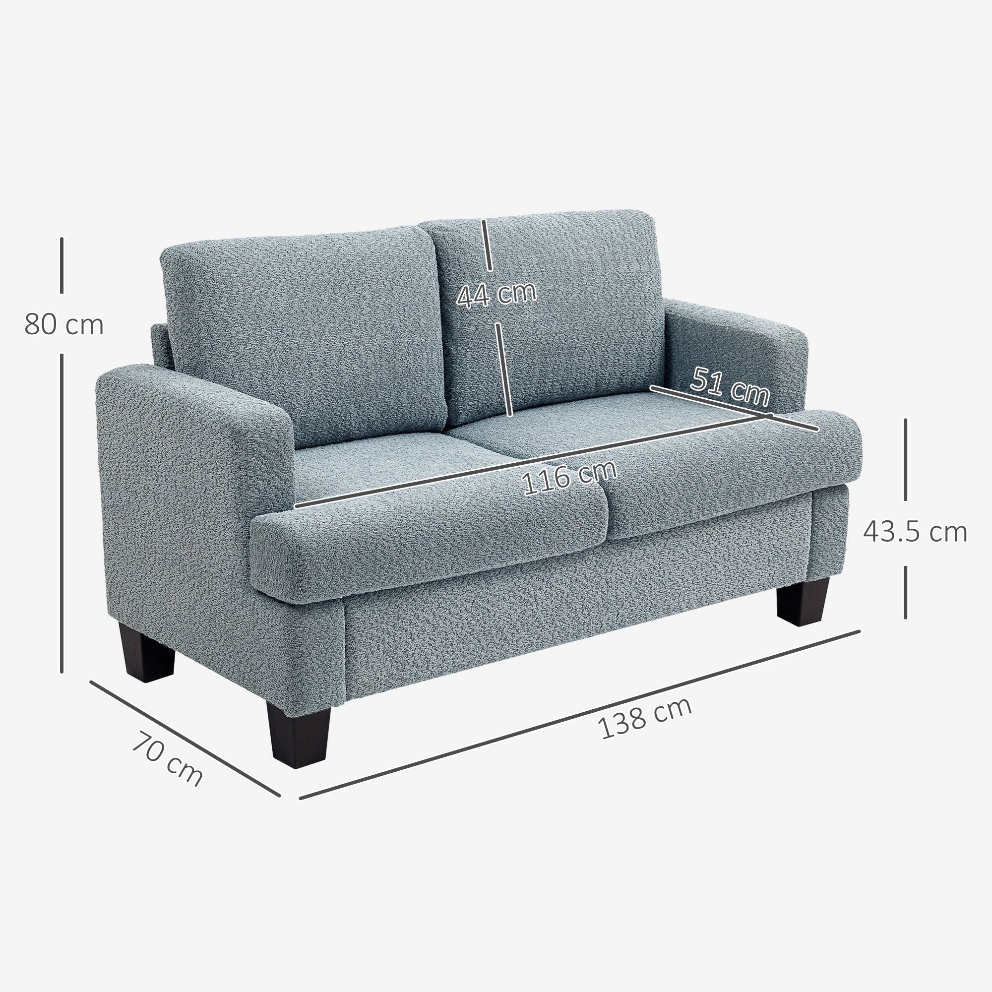HOMCOM Chenille Loveseat 138 cm S Springs For Small Rooms - Sofa