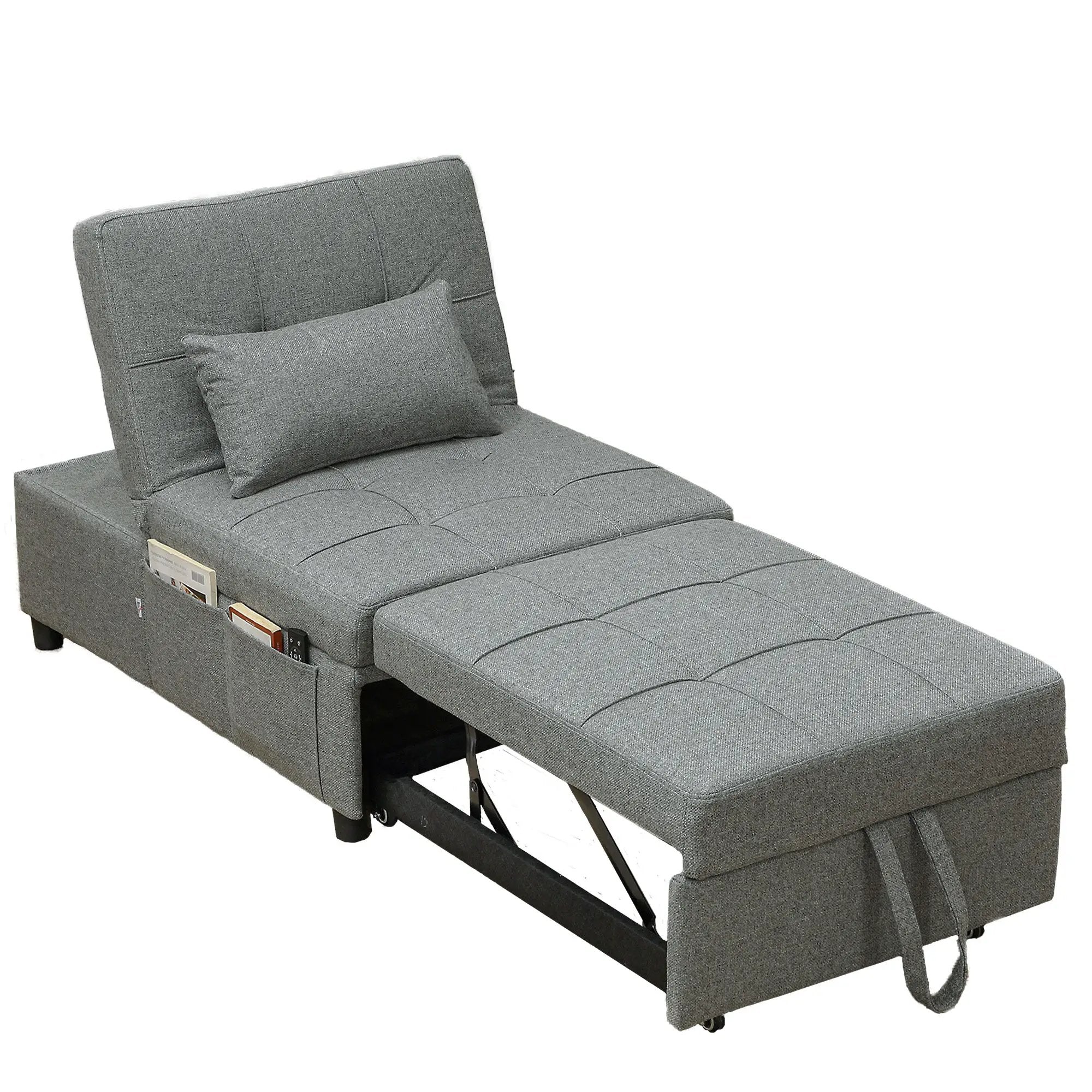 HOMCOM HOMCOM 4-in-1 Pull Out Sleeper Chair Bed with Pockets - Sofa Bed