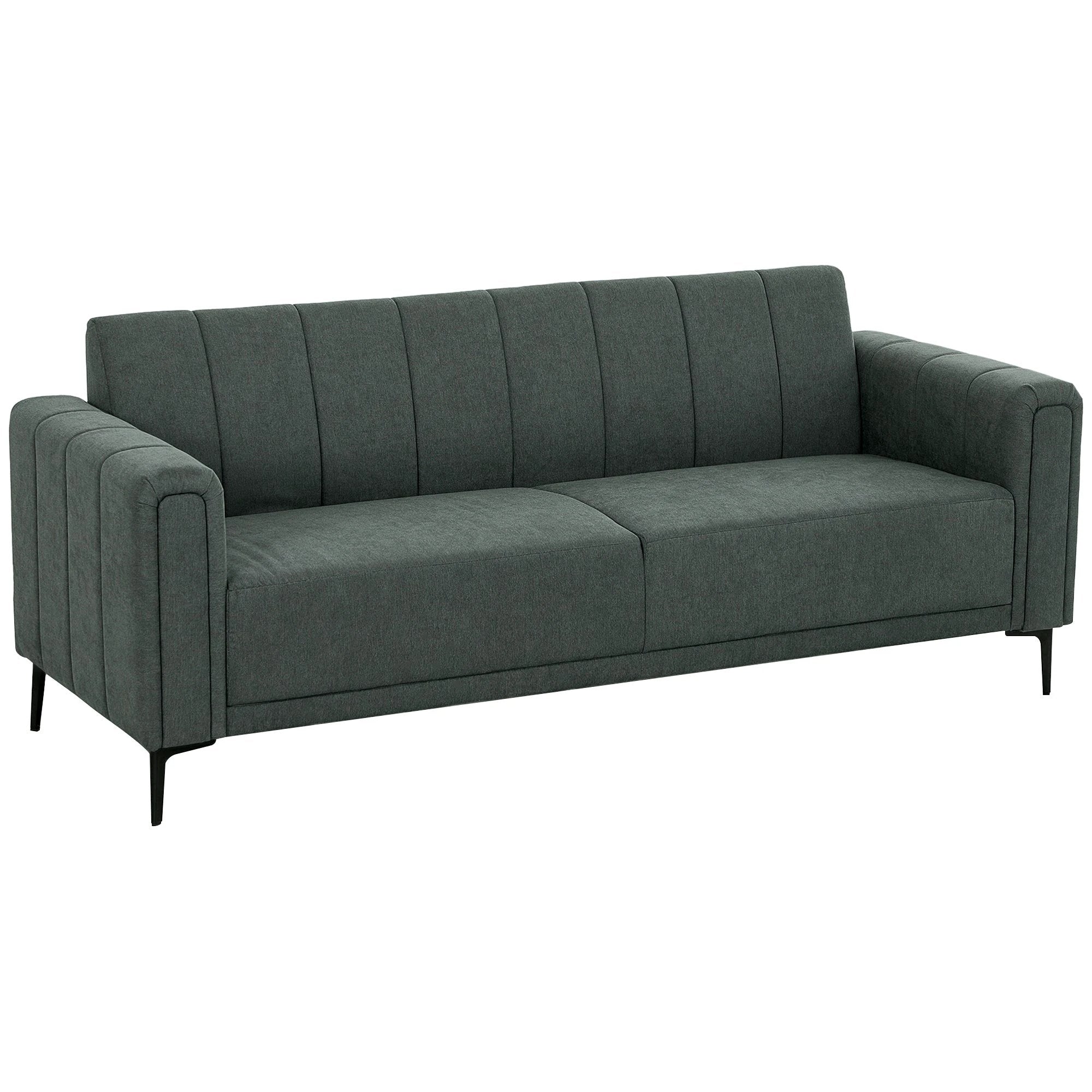 HOMCOM Three Seater Sofa Full Size Channel Tufted For Home - Sofa