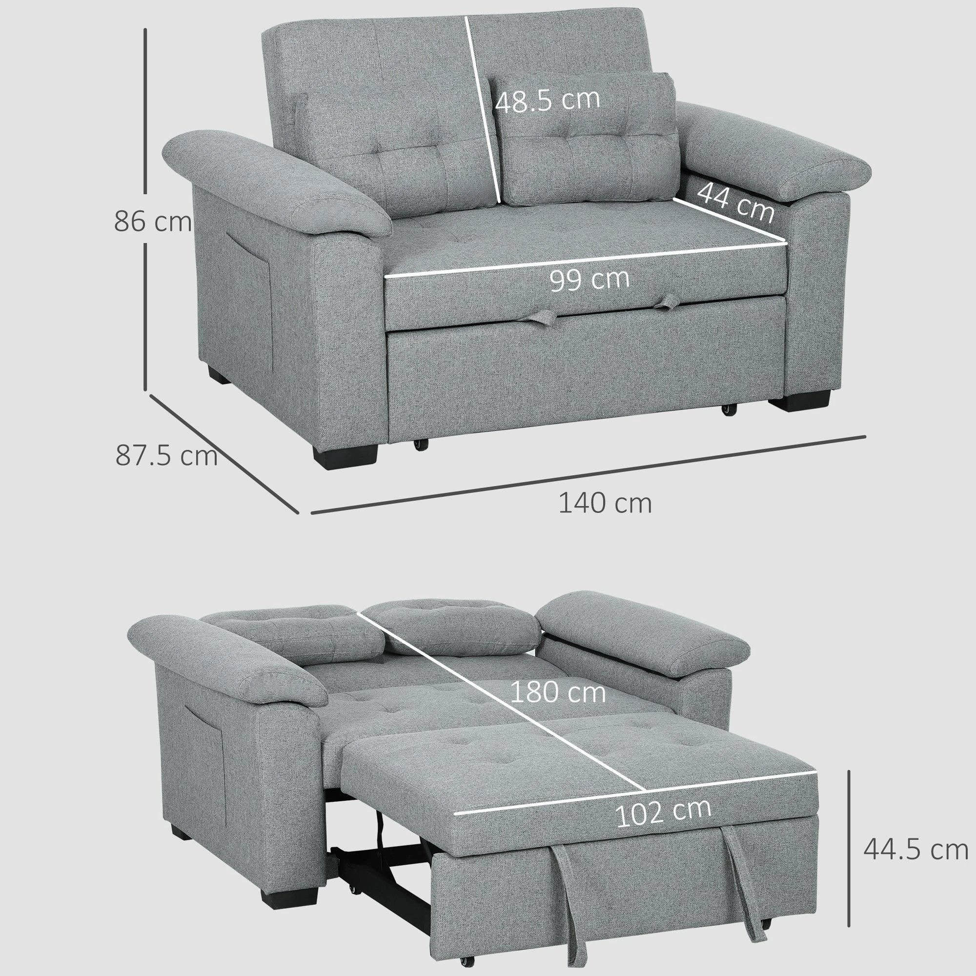 HOMCOM Homcom Sofa Bed Two Seater Click Clack For Living Room - Sofa Bed