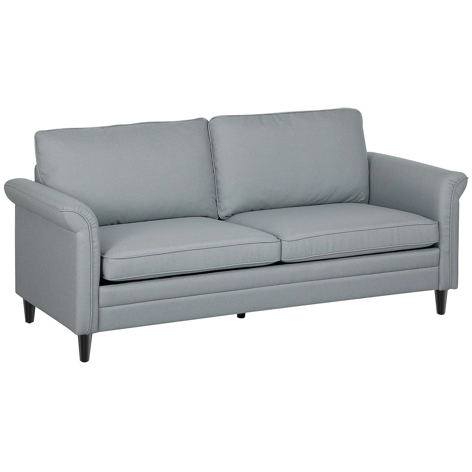 HOMCOM Sofa 84in Linen Fabric Soft Cushions Living Room by HOMCOM