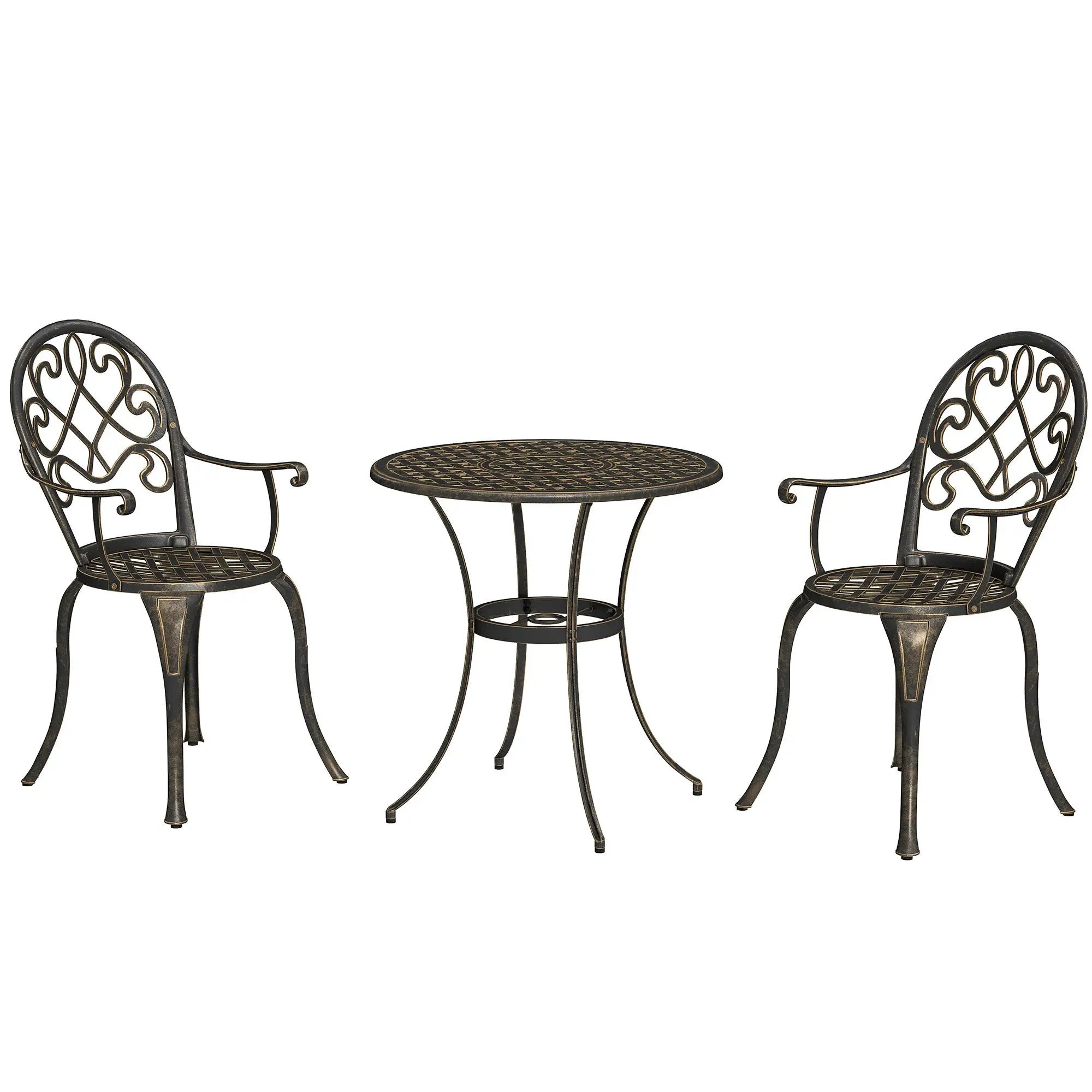 Outsunny Outsunny 3PCs Bistro Set, Aluminium Garden Table and Chairs - Bistro Sets