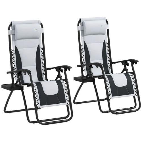 Outsunny Outsunny Folding Recliner Chair with Cup Holder and Adjustable Position for Outdoor Relaxation - Sun Lounger