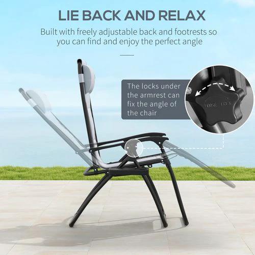 Outsunny Outsunny Folding Recliner Chair with Cup Holder and Adjustable Position for Outdoor Relaxation - Sun Lounger