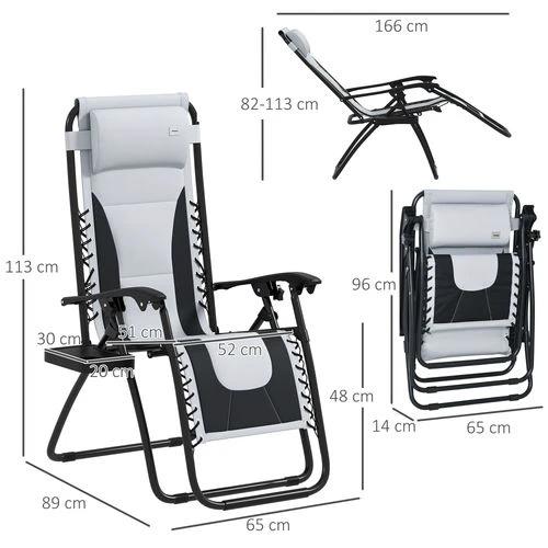 Outsunny Outsunny Folding Recliner Chair with Cup Holder and Adjustable Position for Outdoor Relaxation - Sun Lounger