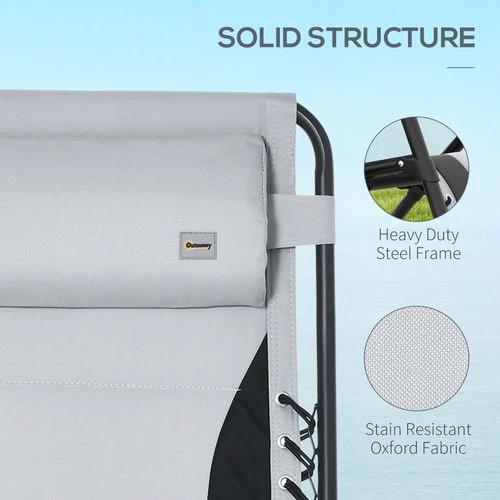 Outsunny Outsunny Folding Recliner Chair with Cup Holder and Adjustable Position for Outdoor Relaxation - Sun Lounger