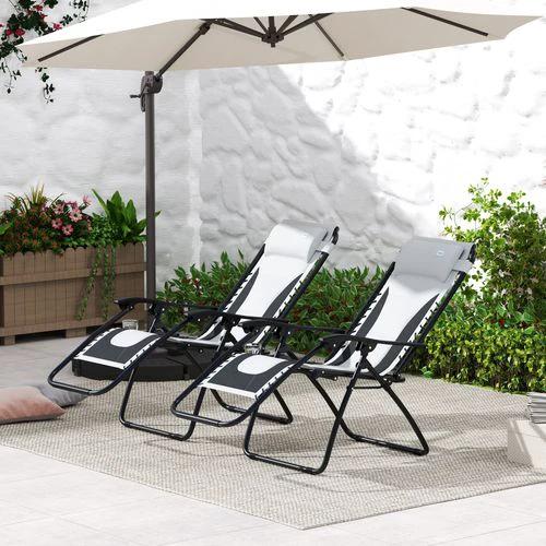 Outsunny Folding Recliner Chair with Cup Holder and Adjustable Position for Outdoor Relaxation by Outsunny