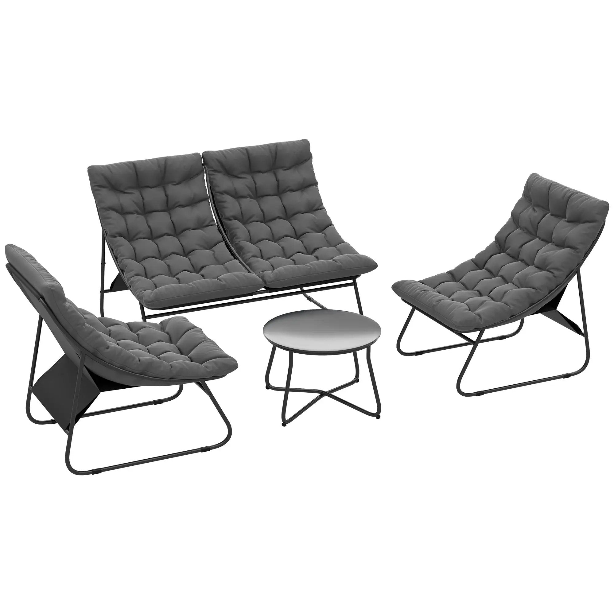 Outsunny Luxurious Grey Outdoor Sofa Set with Comfort & Style for Four People - Garden Sofa Sets