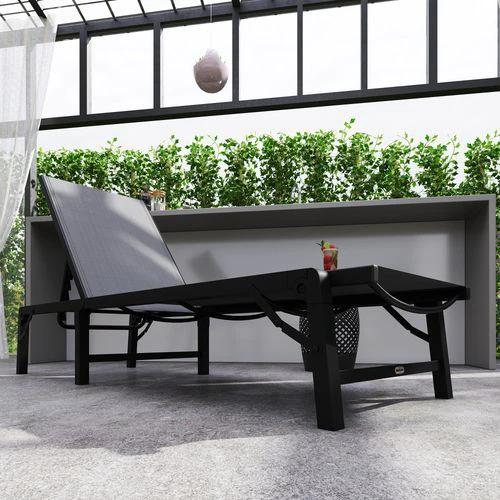 Outsunny Durable Folding Recliner Chair with Adjustable Recline for Outdoor Relaxation - Sun Lounger