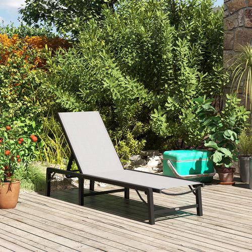 Outsunny Durable Folding Recliner Chair with Adjustable Recline for Outdoor Relaxation - Sun Lounger