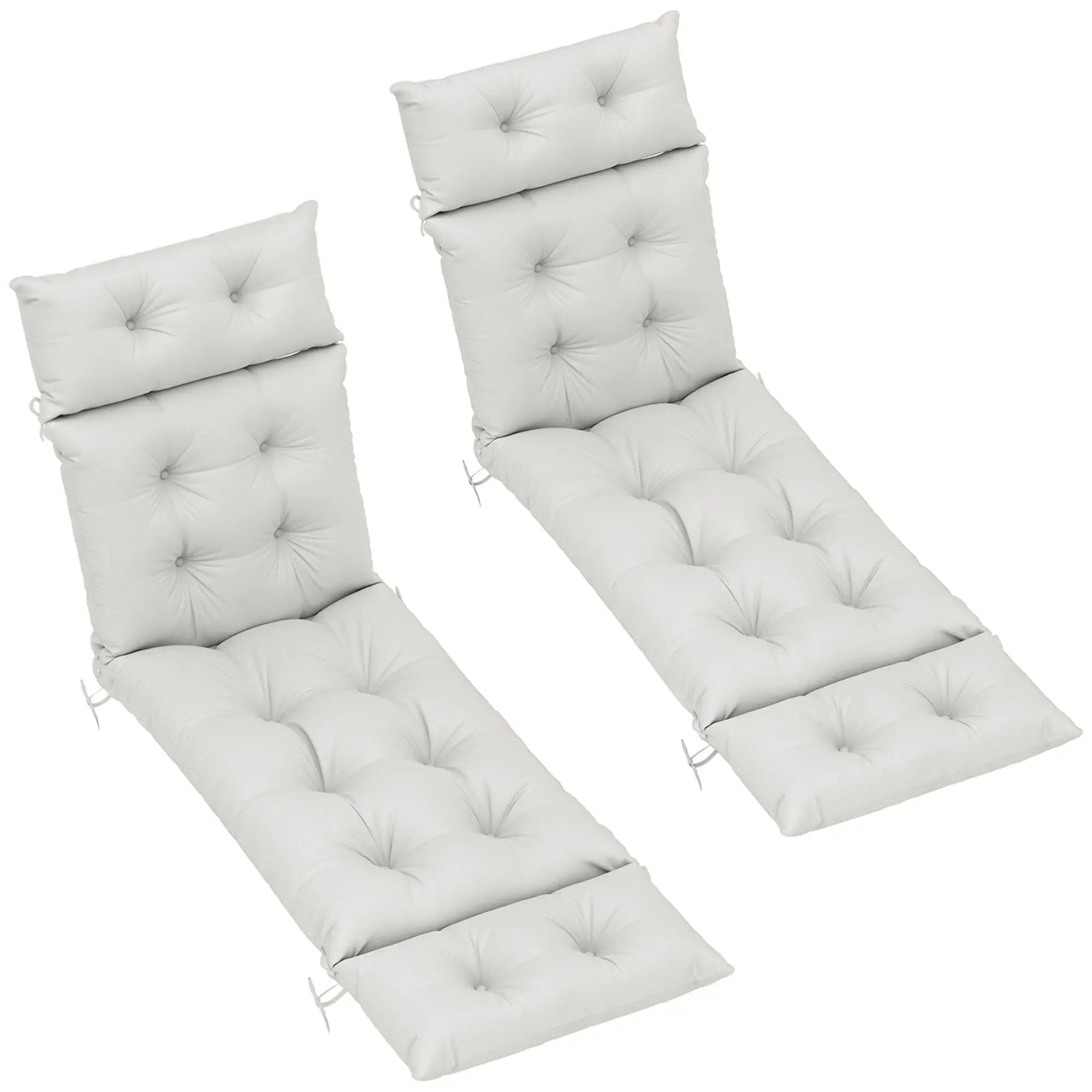 Outsunny Outsunny Garden Lounge Chair Cushions Set of 2, 220gsm Fabric - Sun Lounger