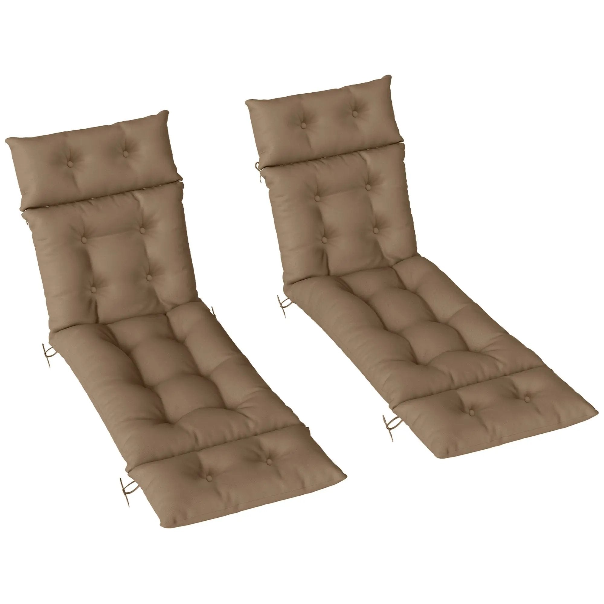 Outsunny Outsunny Garden Lounge Chair Cushions Set of 2, 220gsm Fabric - Sun Lounger
