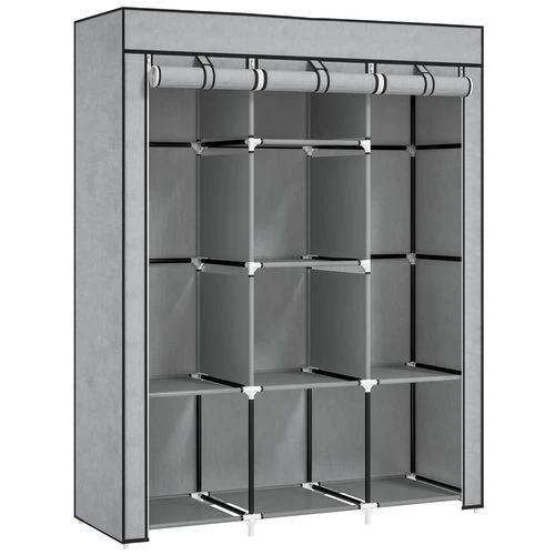 HOMCOM HOMCOM Fabric Portable Wardrobe 125x43x162.5 cm with 8 Shelves and 2 Hanging Rails Dust-Proof Storage for Home Organization - Wardrobe