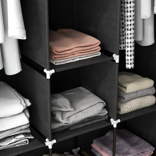 HOMCOM Fabric Portable Wardrobe 125x43x162.5 cm with 8 Shelves and 2 Hanging Rails Dust-Proof Storage for Home Organization by HOMCOM