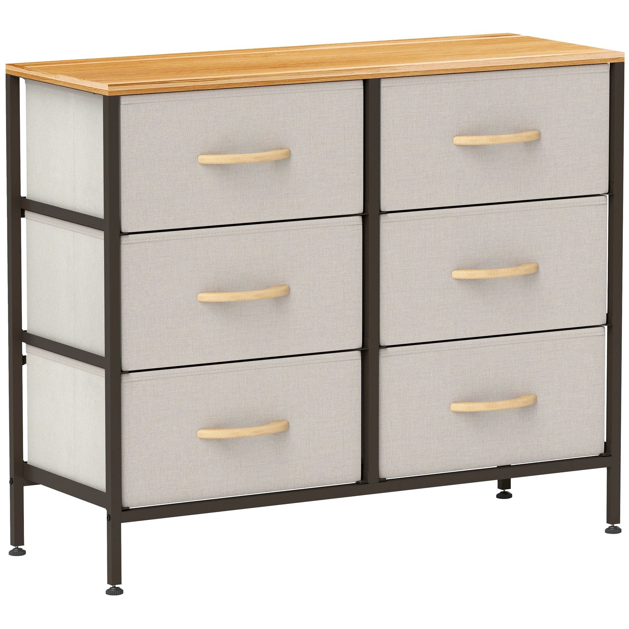 HOMCOM 6 Drawer Fabric Chest 80W Wood Top Hallway by HOMCOM
