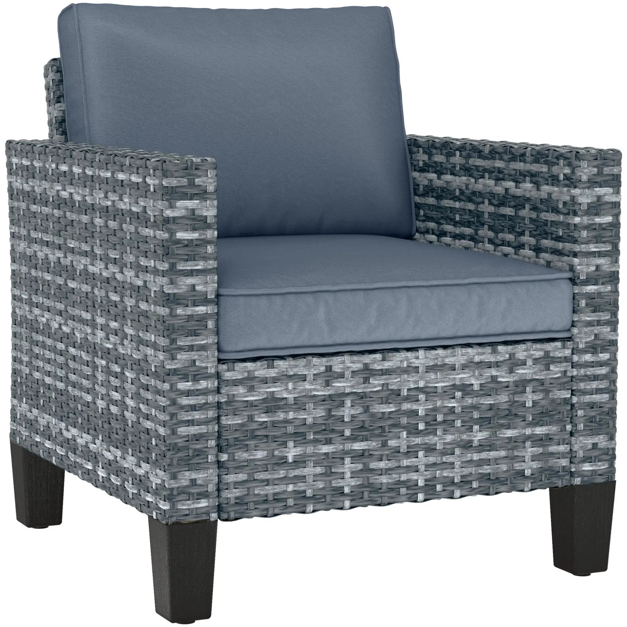 Outsunny Outsunny Single Rattan Chair, Garden Armchair with Cushions - Garden Chairs