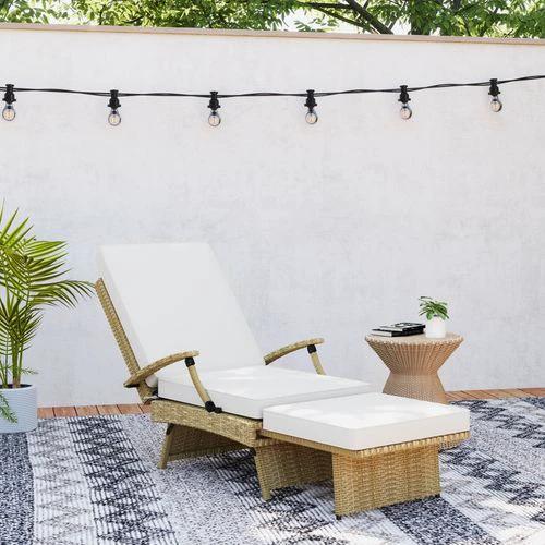 Outsunny Outsunny Foldable Rattan Garden Recliner Chair with Cushion and Footrest for Outdoor Relaxation and Comfort - Sun Lounger