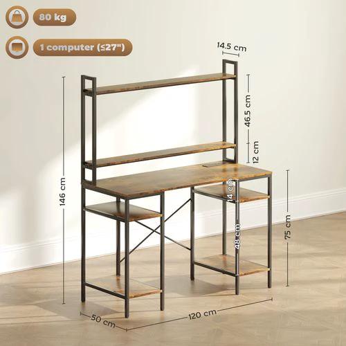 HOMCOM Computer Desk Home Office Desk with Monitor Stand by HOMCOM