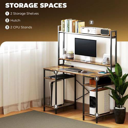 HOMCOM Computer Desk Home Office Desk with Monitor Stand by HOMCOM
