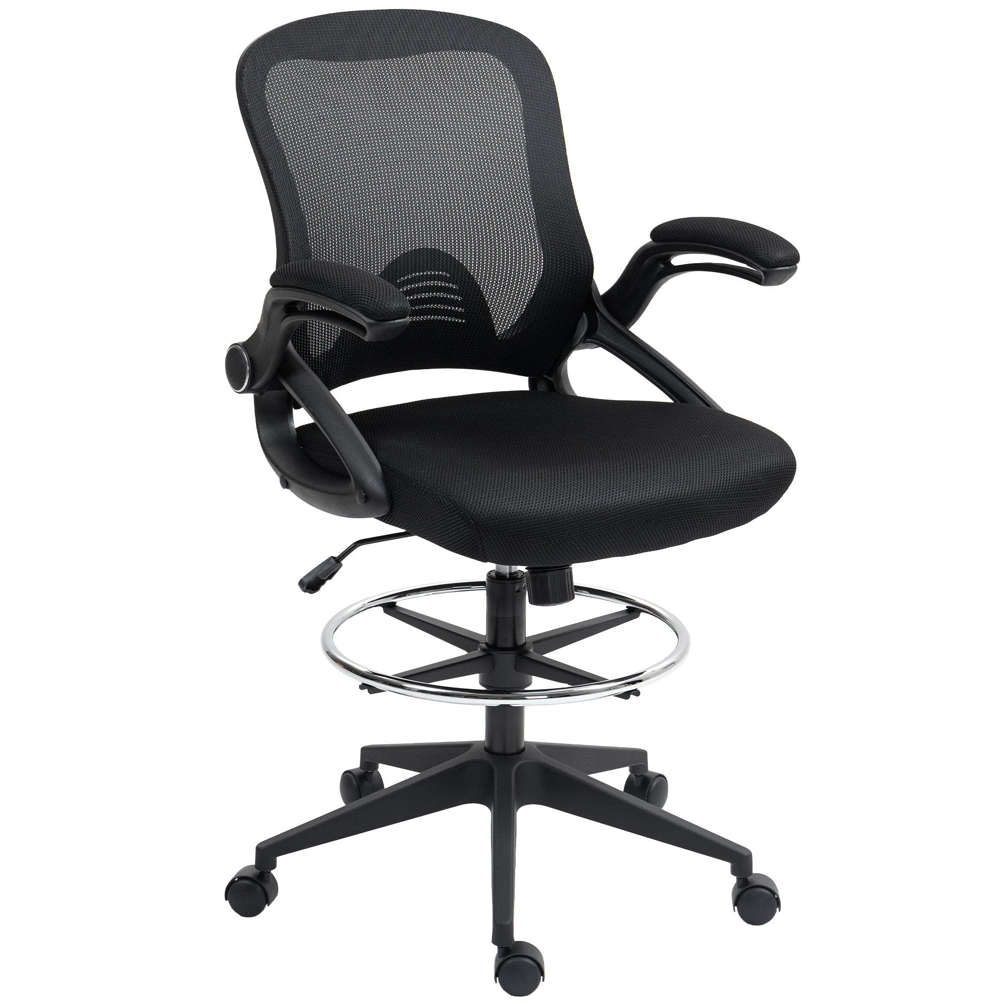 Vinsetto Vinsetto Mesh Office Stool Height Adjustable 360 Degree Swivel Footrest For Desk Work - Office Chair