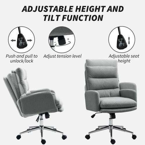 HOMCOM Height Adjustable Upholstered Desk Chair with Soft Padding and 360 Degree Swivel for Office Use by HOMCOM