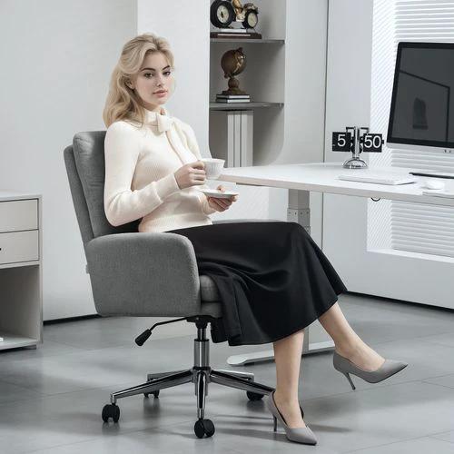 HOMCOM Height Adjustable Upholstered Desk Chair with Soft Padding and 360 Degree Swivel for Office Use by HOMCOM