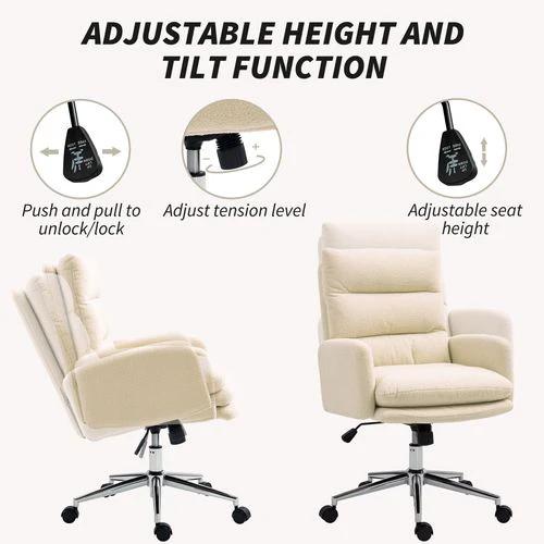 HOMCOM Height Adjustable Upholstered Desk Chair with Soft Padding and 360 Degree Swivel for Office Use by HOMCOM