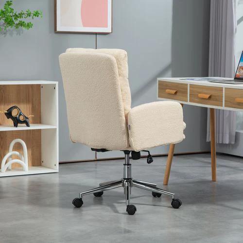 HOMCOM Height Adjustable Upholstered Desk Chair with Soft Padding and 360 Degree Swivel for Office Use - Office Chair
