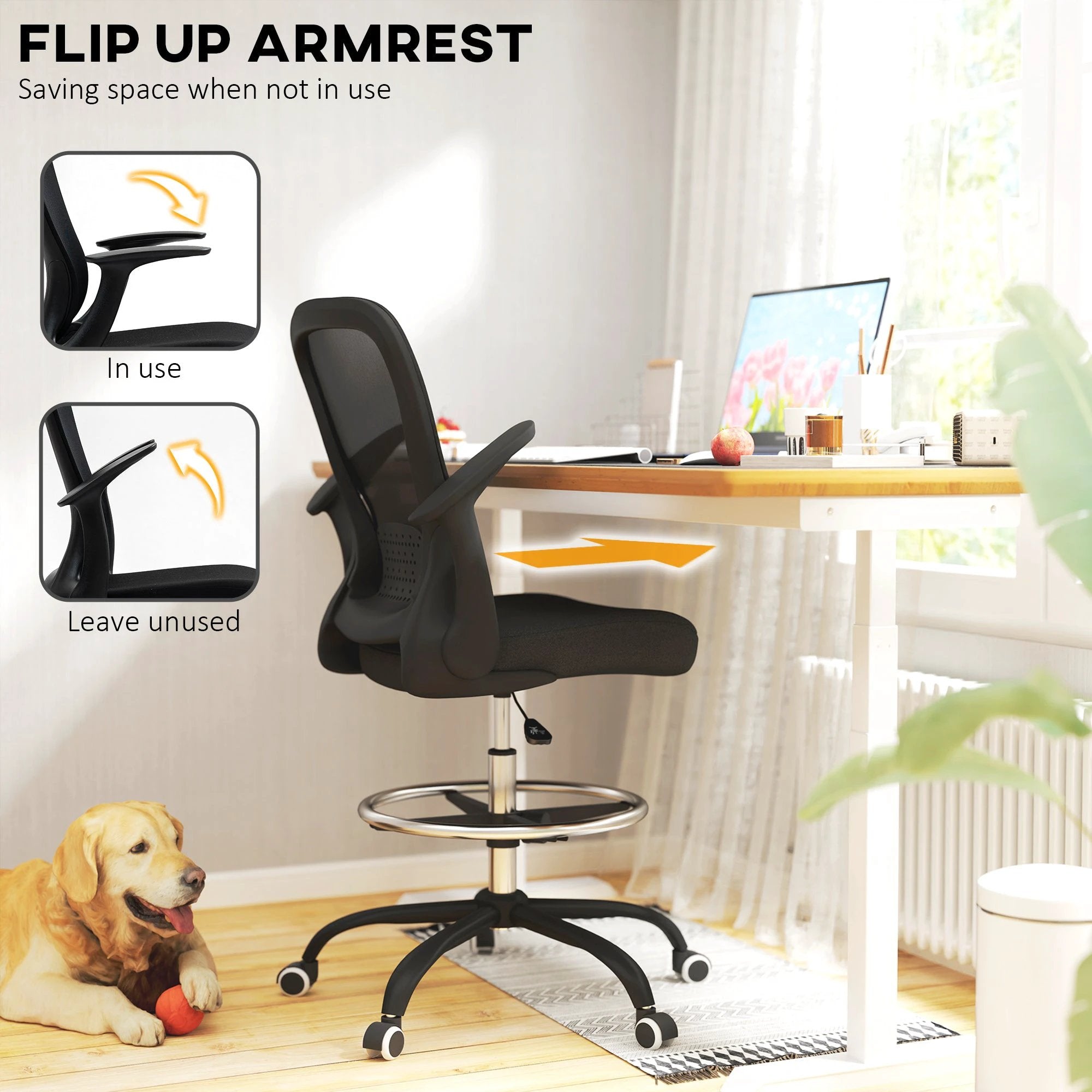HOMCOM Drafting Chair Adjustable Height Breathable For Office by HOMCOM