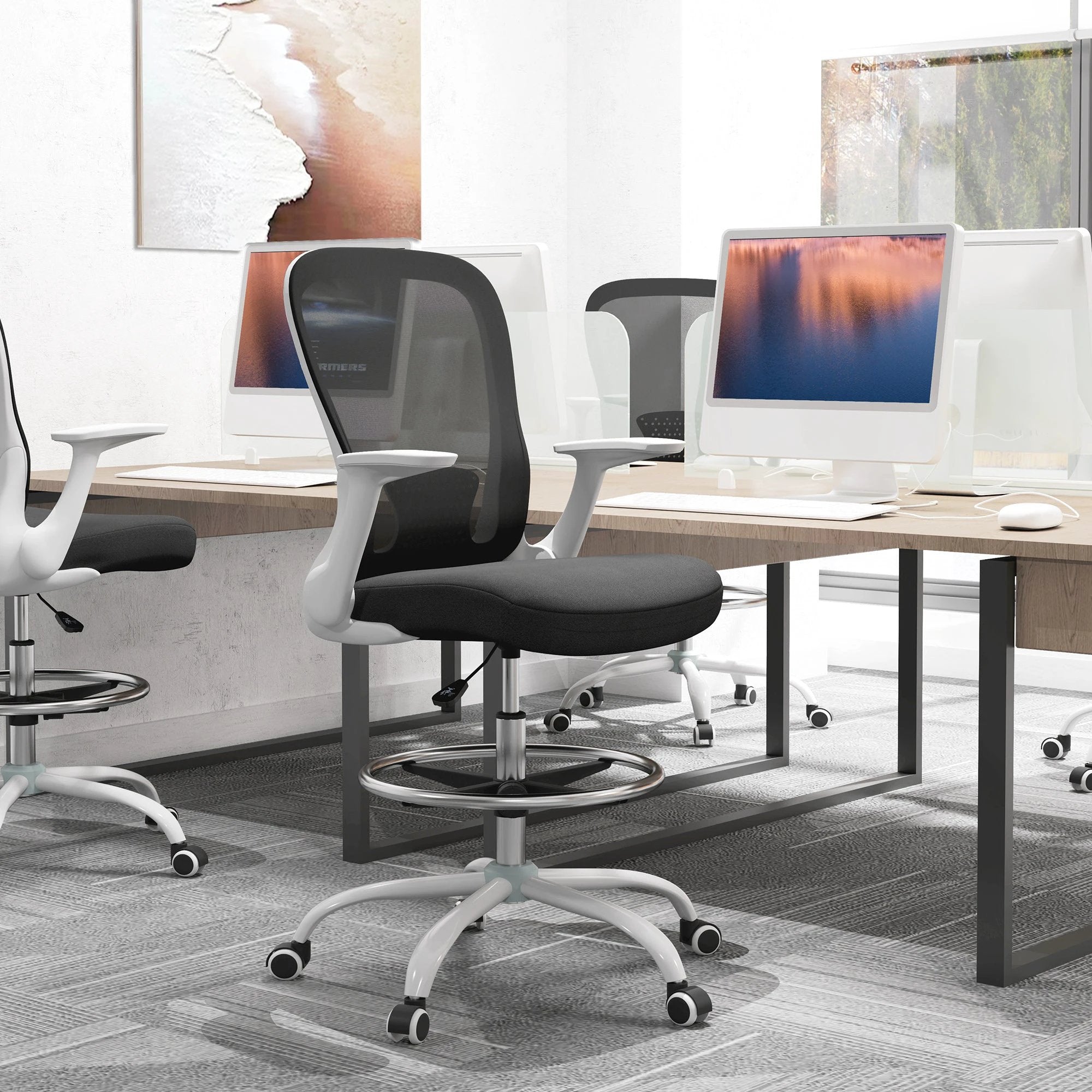 HOMCOM HOMCOM Drafting Chair Adjustable Height Breathable For Office - Office Chair