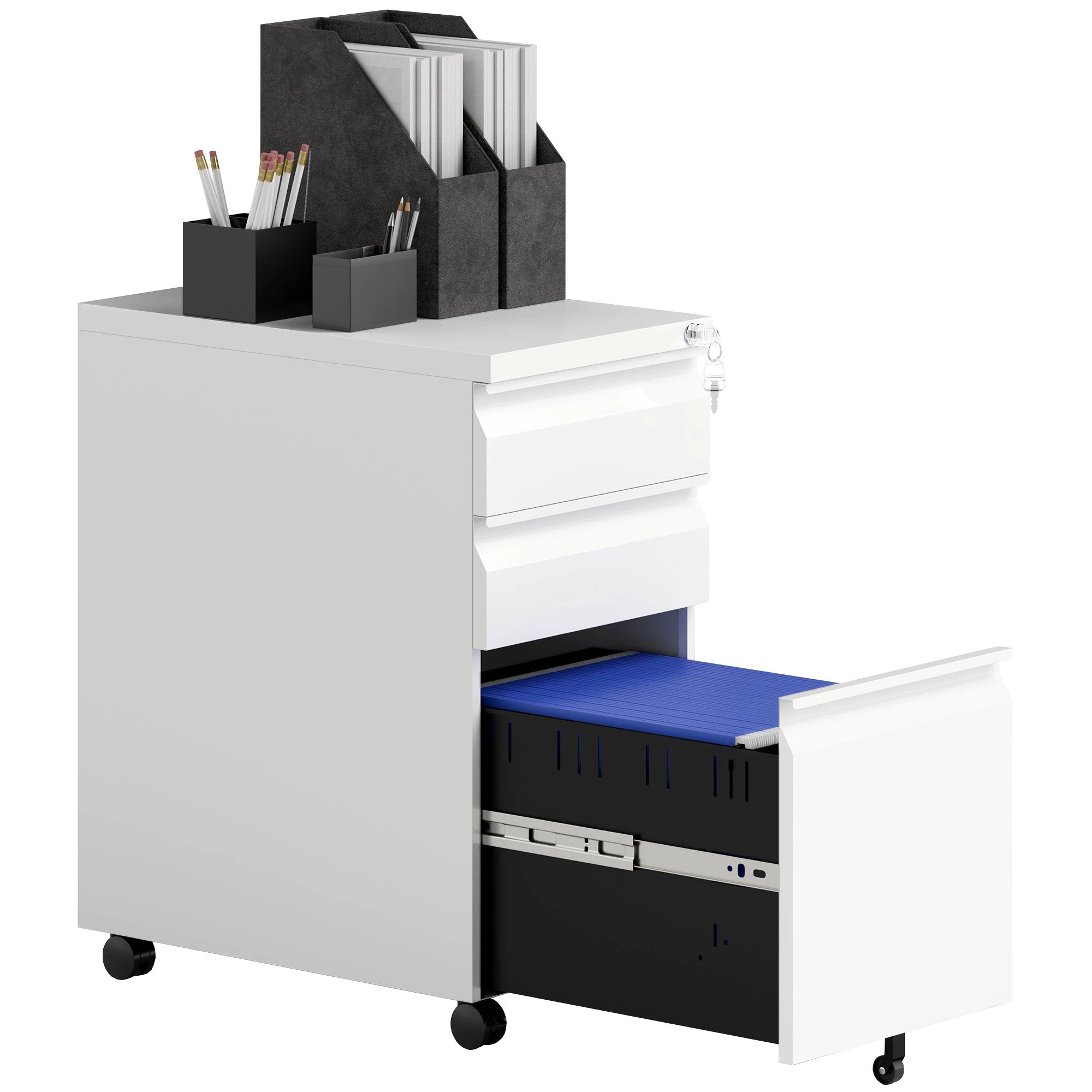 Vinsetto Vinsetto File Cabinet 3 Drawer Locking Office - Office Storage