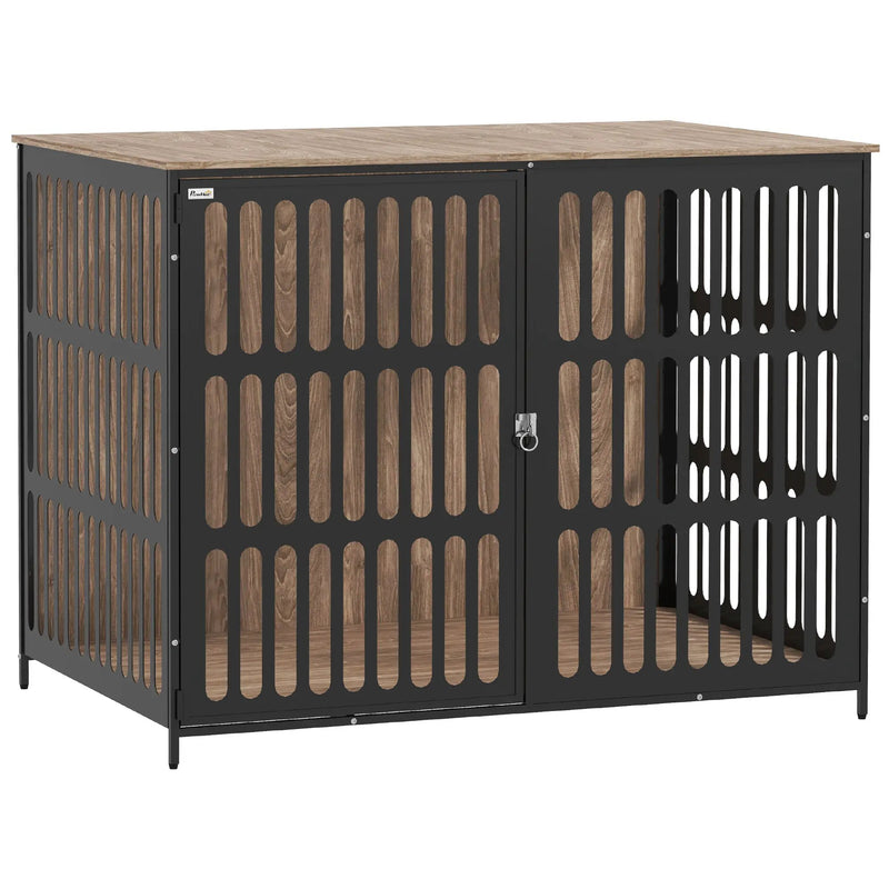 PawHut Dog Crate Furniture with Anti-Chew Resistant Mesh for Medium Dogs - Dog Crate