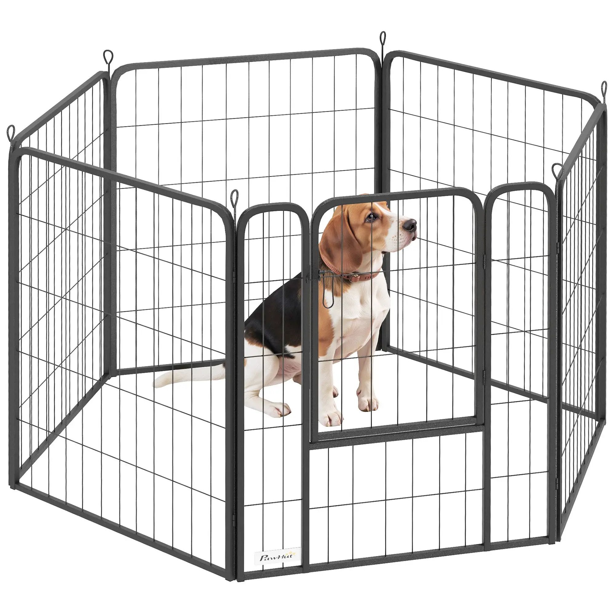 PawHut Foldable Steel Pet Enclosure - Secure Space for Pets - Versatile Design - Pet Playpen