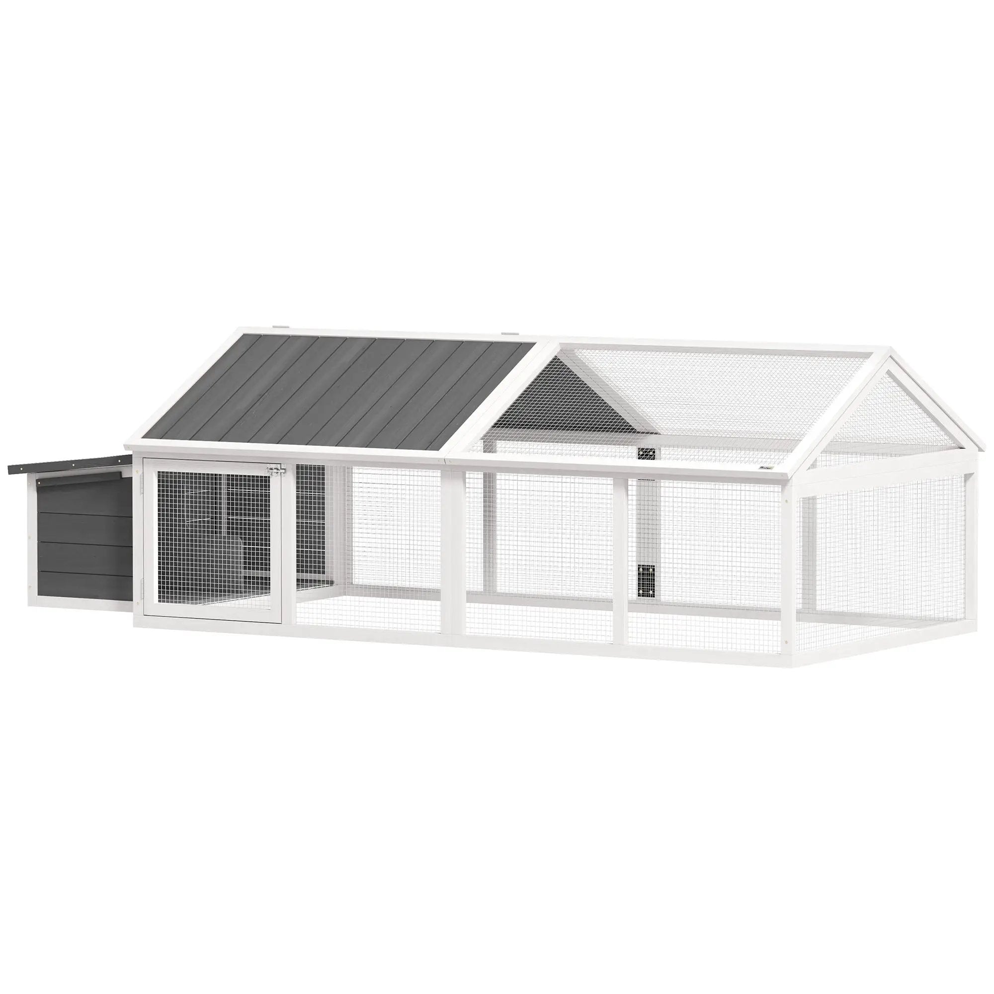 PawHut PawHut Wooden Chicken Run with Nesting Box, Openable Roof, for 4-8 Chickens - Chicken Coop