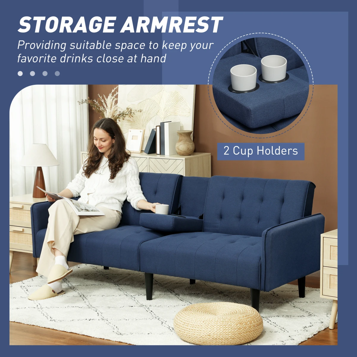 HOMCOM Sofa Bed 3 Seater With Storage Home Theater by HOMCOM