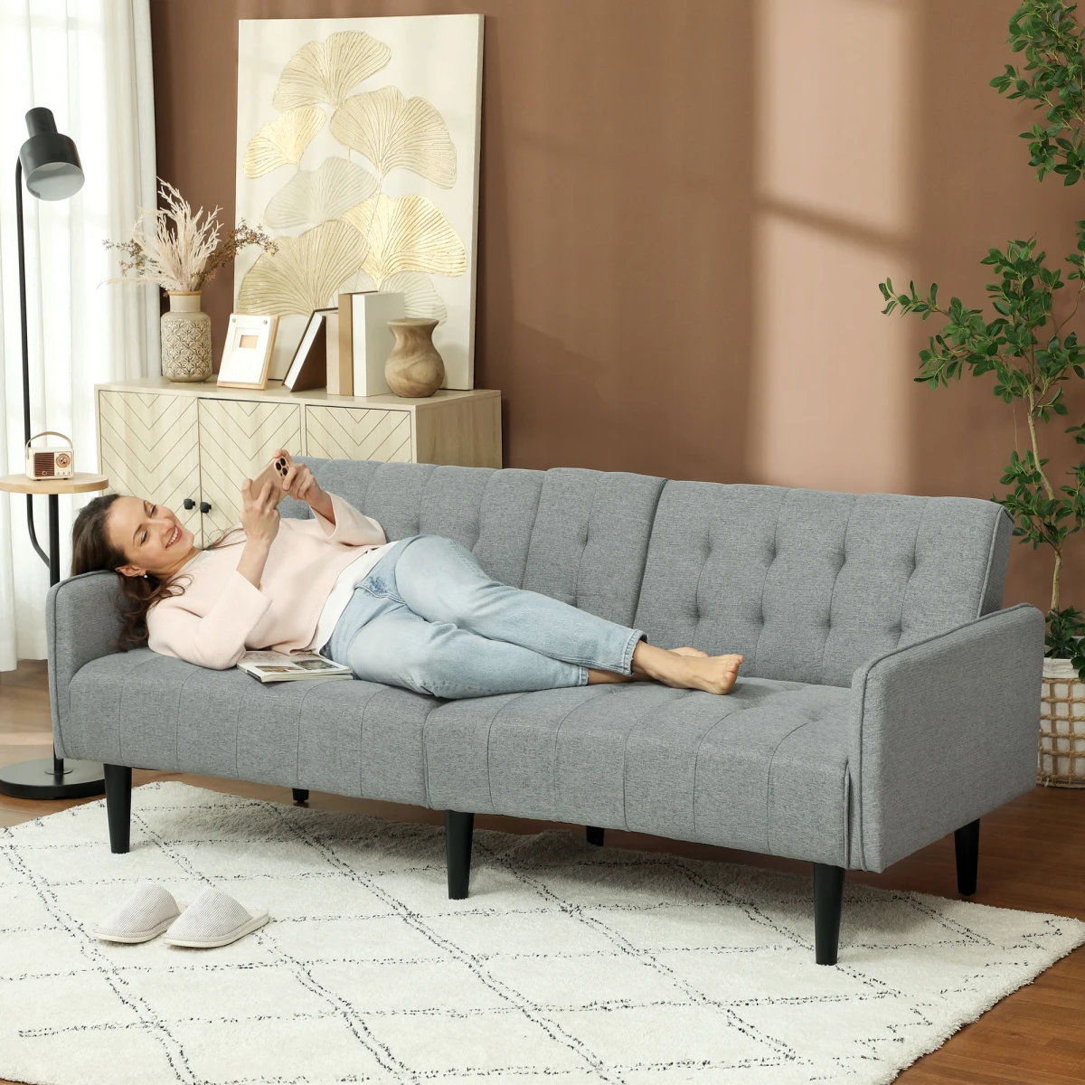 HOMCOM Sofa Bed 3 Seater With Storage Home Theater by HOMCOM