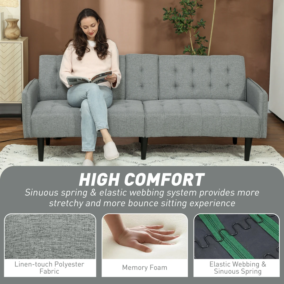 HOMCOM Sofa Bed 3 Seater With Storage Home Theater by HOMCOM