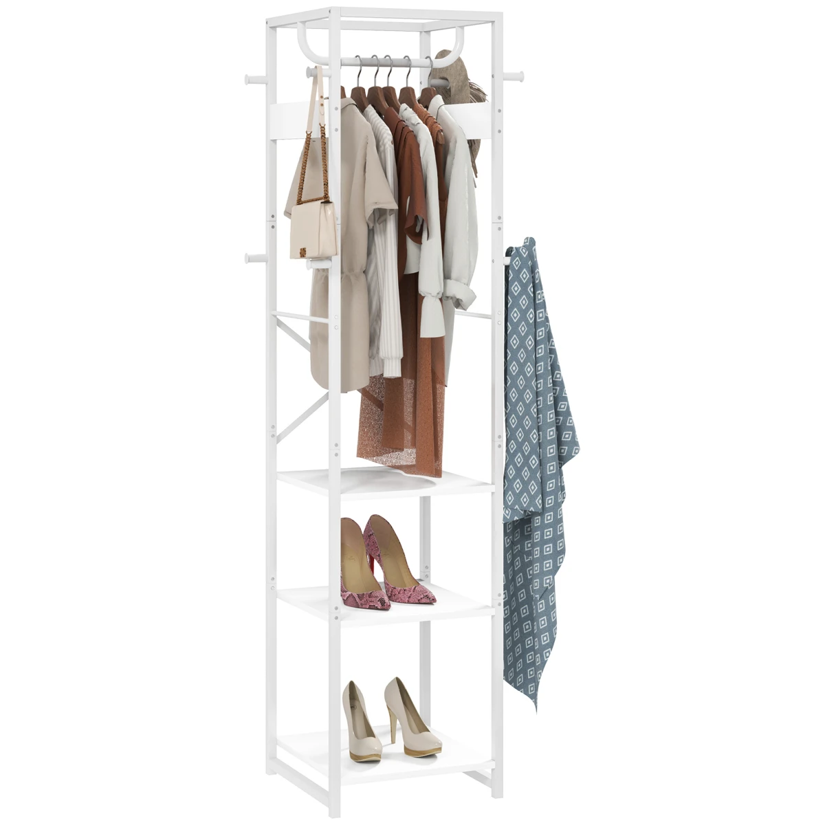 HOMCOM Clothes Rack 40cm Rail Shelves Hooks Small Spaces by HOMCOM