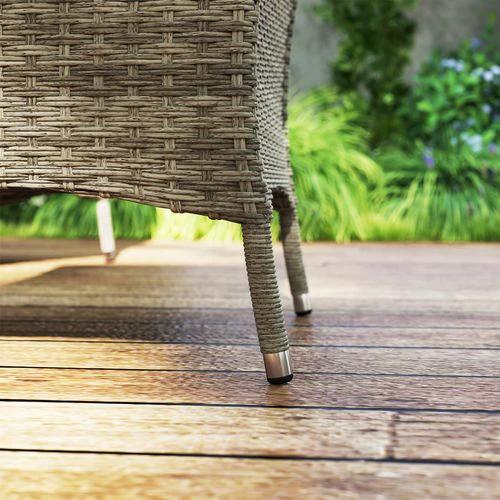 Outsunny Outsunny 6 Seater Rattan Outdoor Dining Set with Tempered Glass Top and Cushions for Family Gatherings - Garden Set