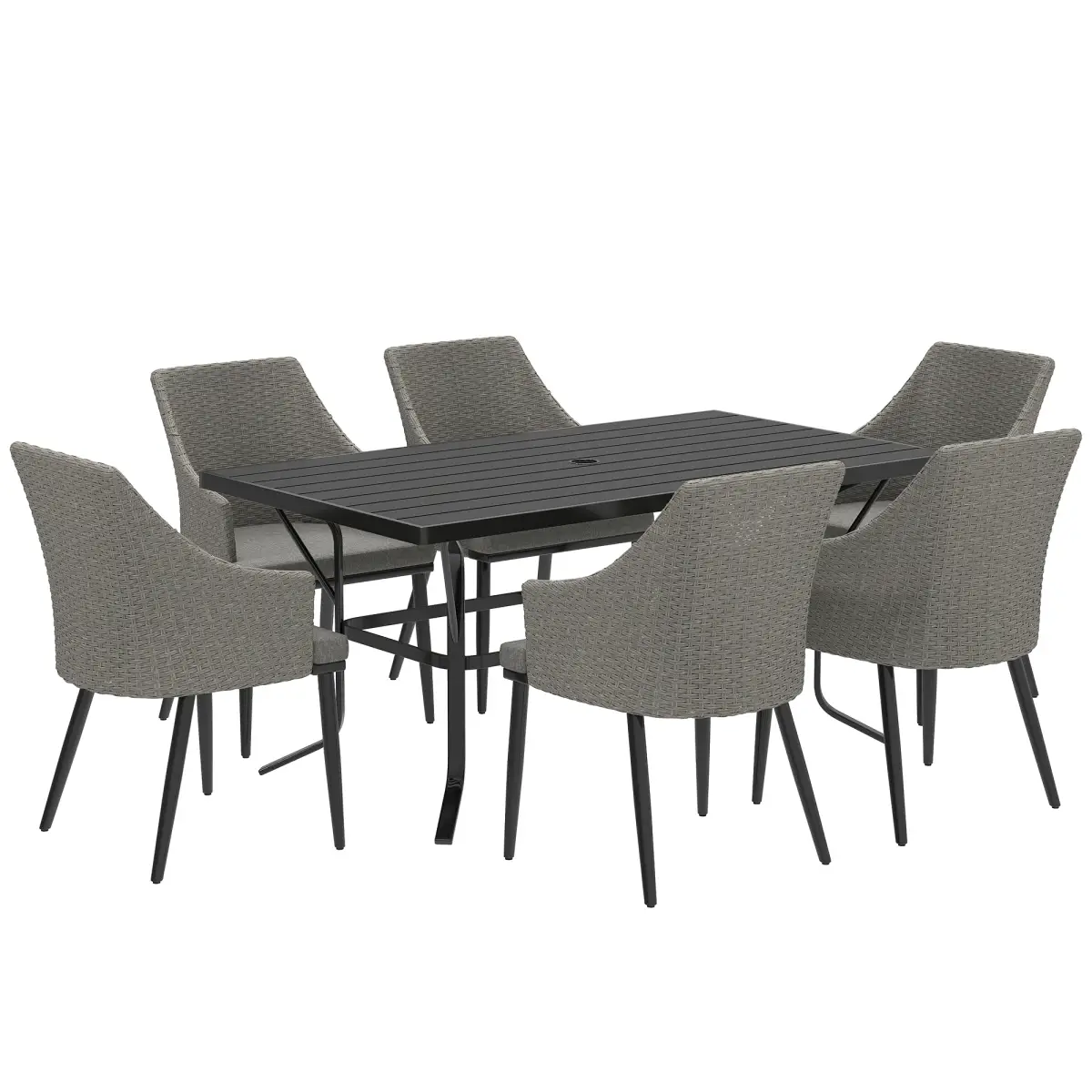 Outsunny Outsunny 6 Seater Garden Furniture with Cushions, Parasol Hole - Garden Set