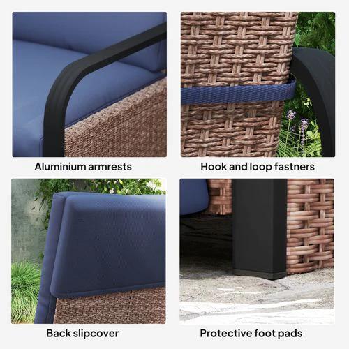 Outsunny Rattan Garden Recliner Chair 140 Degree Recline with Removable Cushion for Outdoor Relaxation by Outsunny
