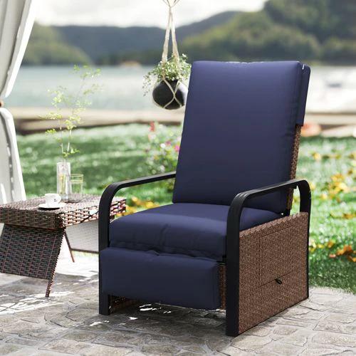 Outsunny Outsunny Rattan Garden Recliner Chair 140 Degree Recline with Removable Cushion for Outdoor Relaxation - Sun Lounger